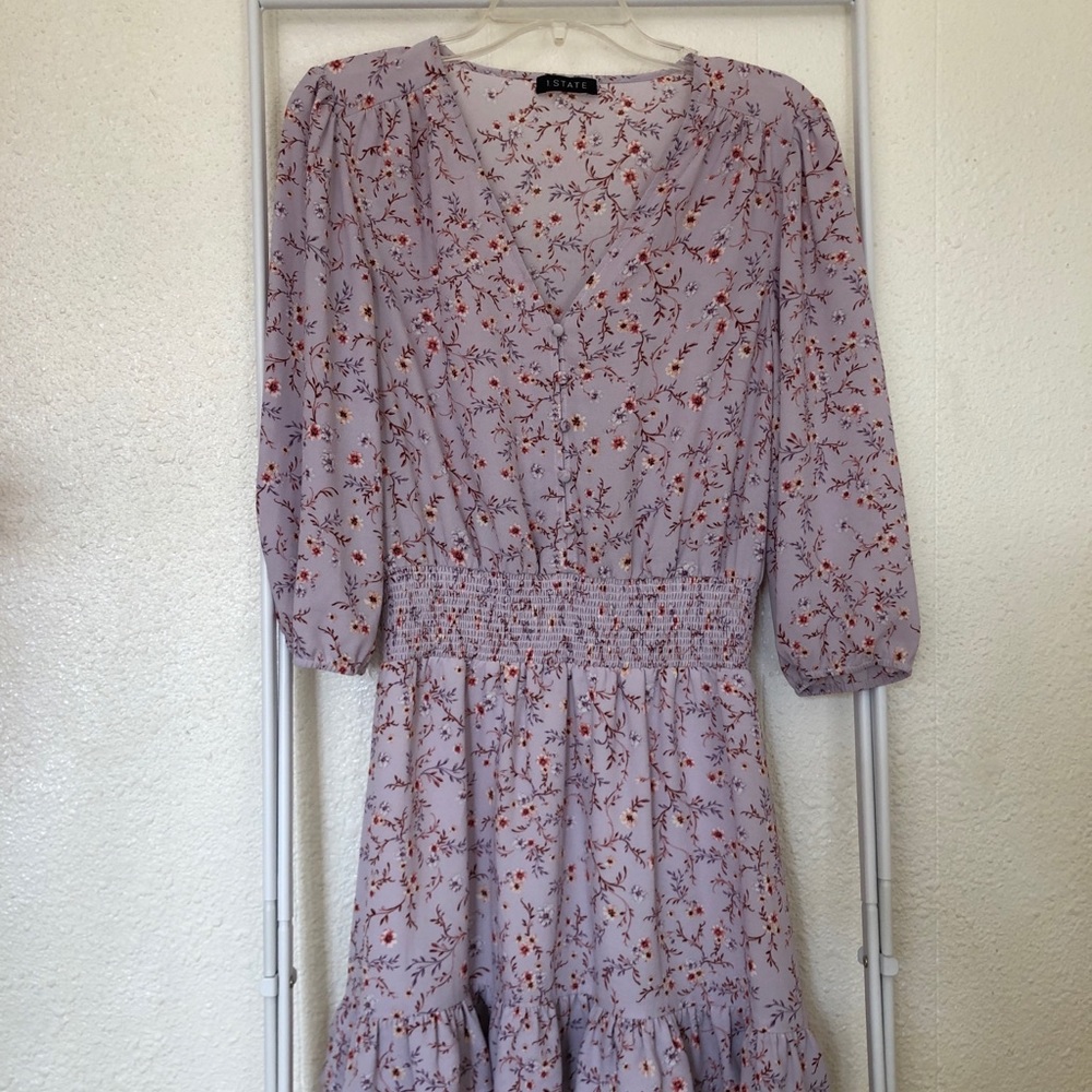 1. State Floral Ruffle Dress Small